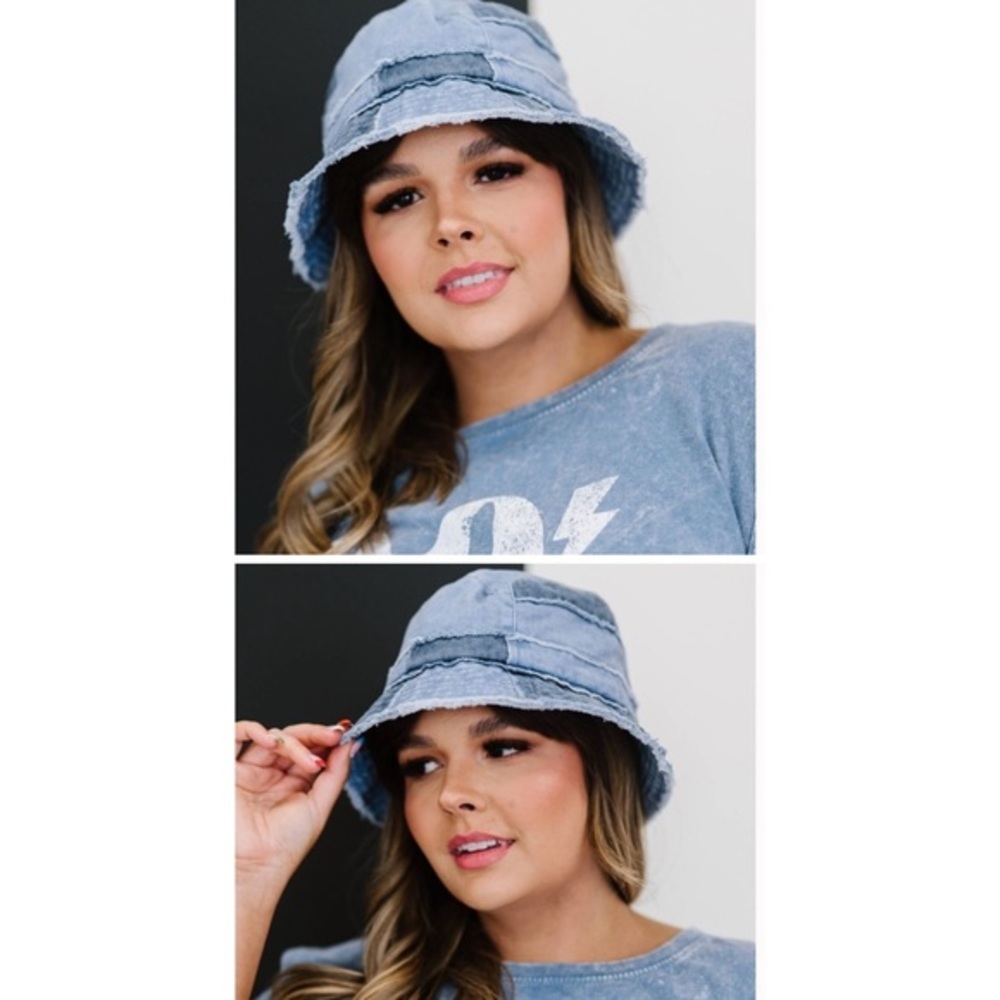 David and Young denim cotton patchwork bucket hat. - Picture 9 of 10